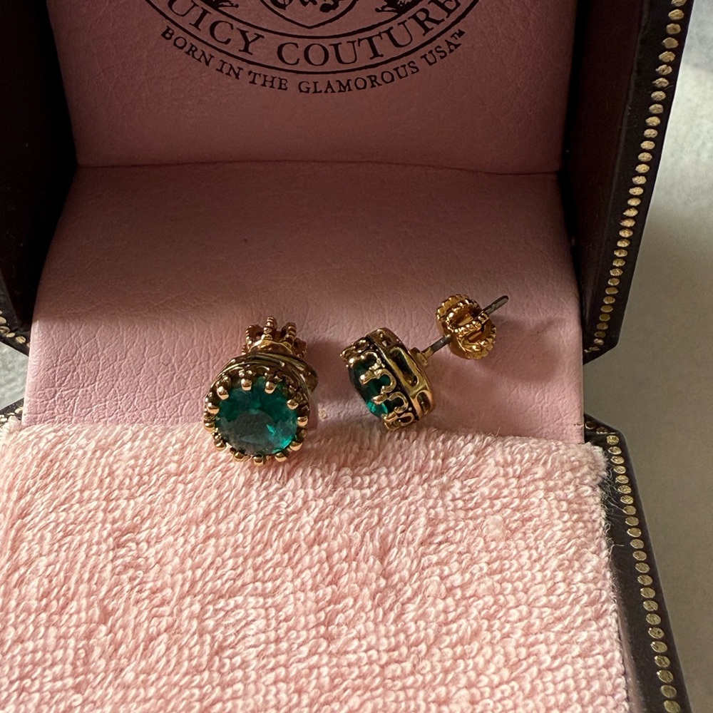 Juicy Couture Emerald Green and Gold Earrings
